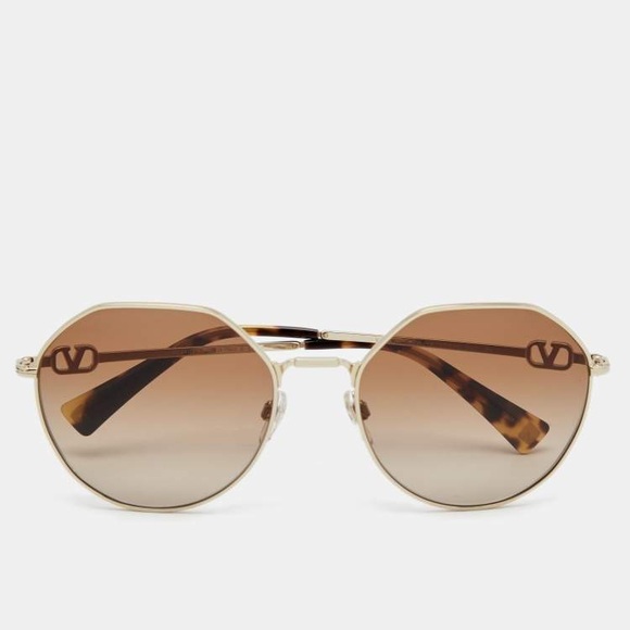 Valentino Eyewear Sunglasses Gold Tone/ Brown Gradient VA 2043 - Picture 4 of 4